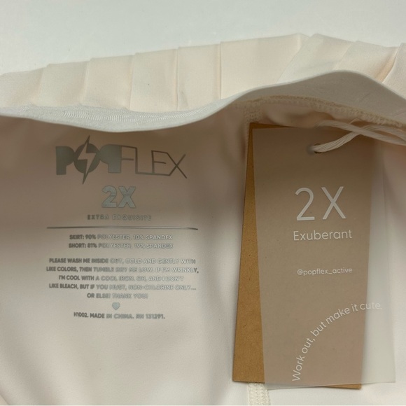 POPFlex Ace ‘em Pleated Skort Tennis Skirt Sugar Ivory Cream White 2X NWT New - Picture 8 of 15